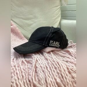 Karl Lagerfeld Black Cap with White Logo Stitching